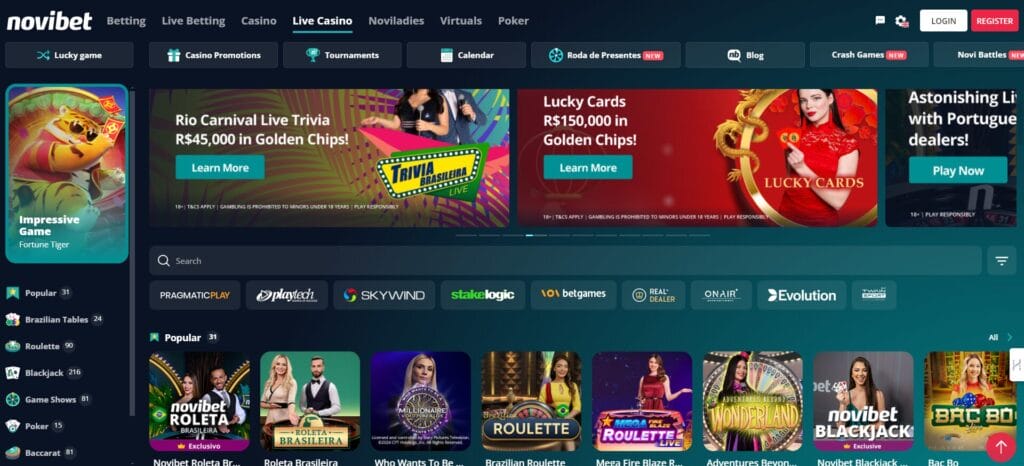 Casinò dal vivo Novibet