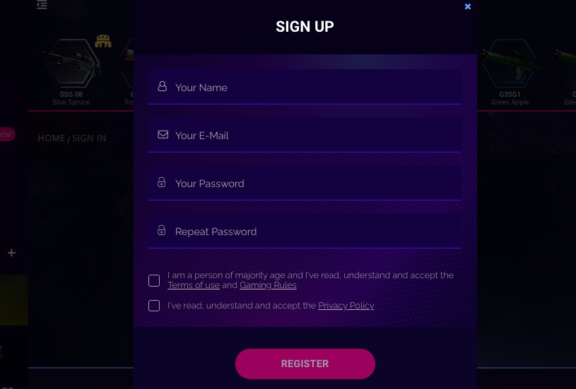 DaddySkins registration