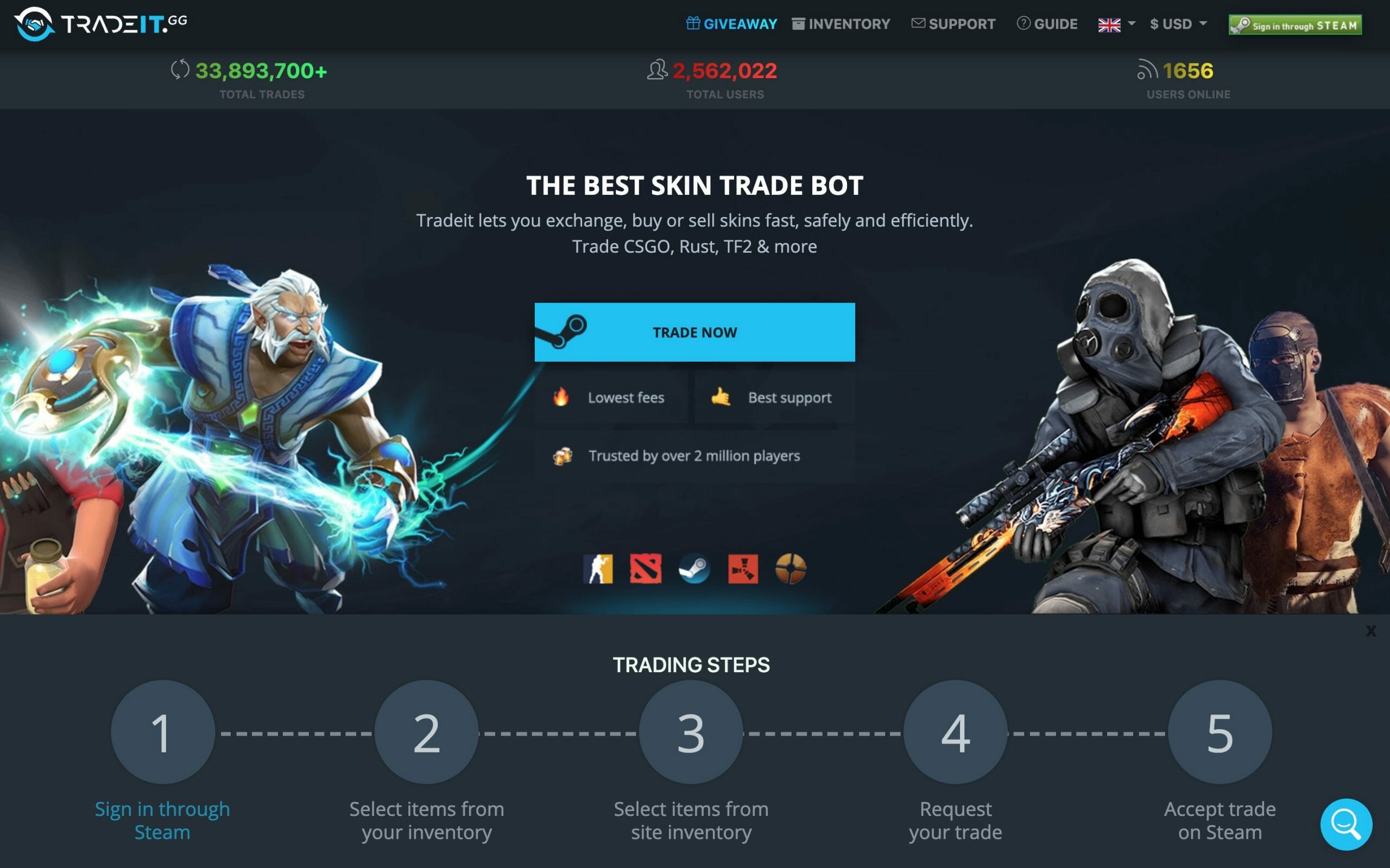 Tradeit.gg main page