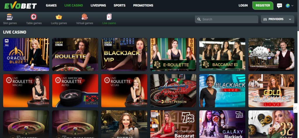 Casino en direct EvoBet