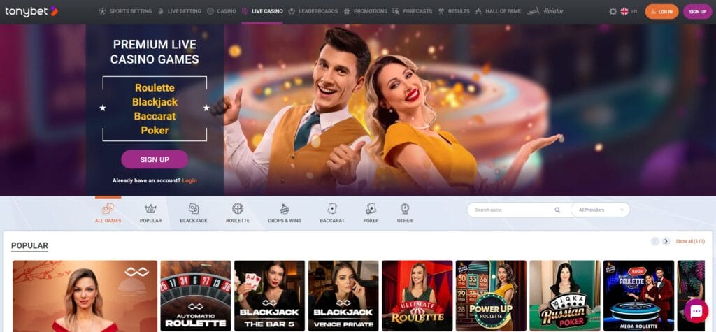 Tonybet live casino