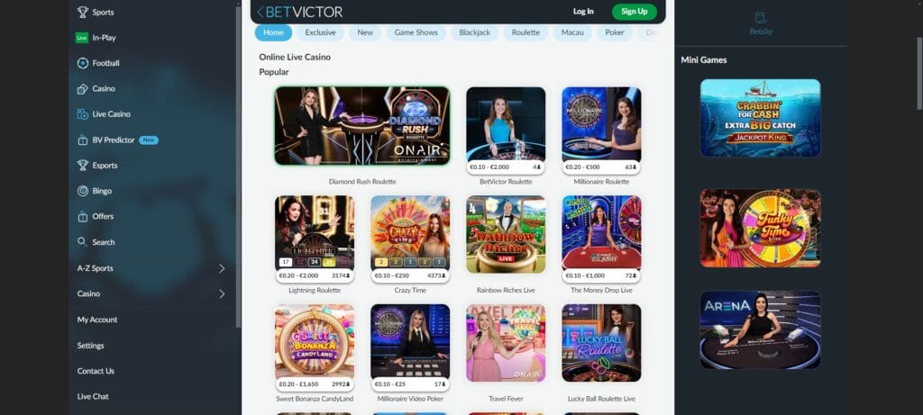 betvictor živé kasino