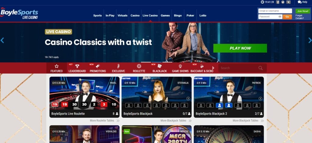 Boylesports live casino